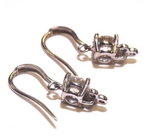 GIA certified new 14k white gold 1.62ct SI1 H round diamond Dangle earrings 2g - Picture 15 of 18