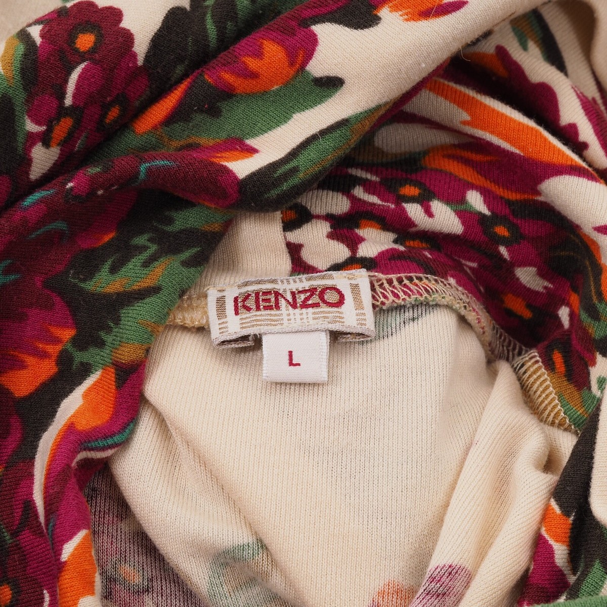 KENZO Vintage Women's Floral Viscose Turtleneck Pullover Top
