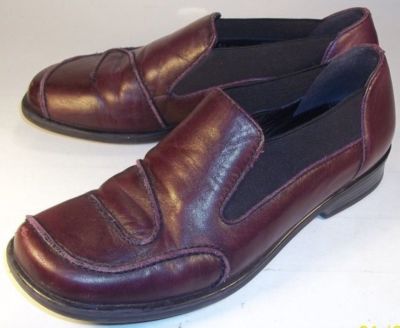 ARA Women's US 5.5 Burgundy Leather Slip-on Loafers Casual Shoes Comfort walking
