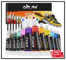 Acrylic Leather Paint for Shoe Painting- 12 Colors Leather Paint for Bag & Walle