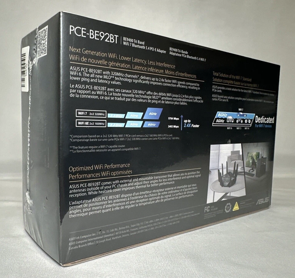 ASUS PCE-BE92BT WiFi 7 PCI-E Adapter With 2 External Antennas - NEW SEALED! - Image 3 of 4