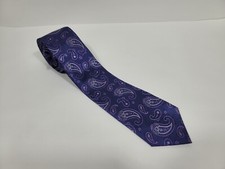 Stafford Tailored Culture Mens Neck Tie 100 Silk Purple Paisley 58"x3.25"