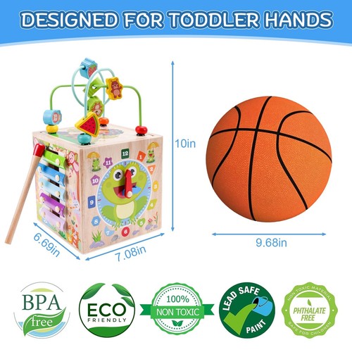 Wooden Activity Cube | Montessori Toys for 1 2 3 Year Old Toddlers | One Year... - Picture 6 of 7