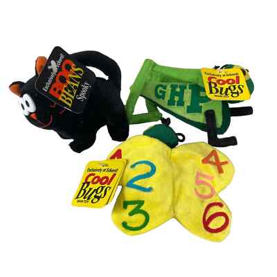 Eckerd Brand New Tags Lot of 3 Plushies Grasshopper Butterfly Black Cat Beanbag