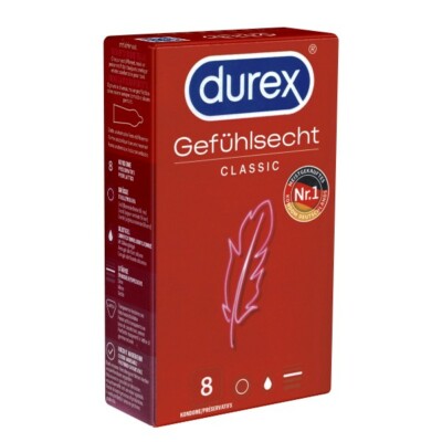 Frei Haus: Durex Gefühlsecht 8 hauchzarte Kondome, extradünn, diskreter Versand