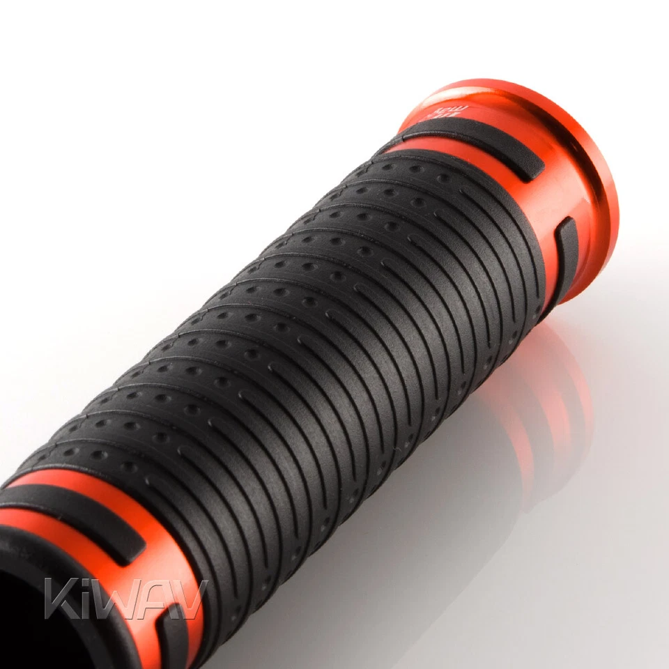 Empuñaduras de manillar Cyber negro TPR + moldura de metal naranja 22 mm x2 bicicleta personalizada Foto 4 de 4