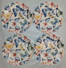 4 Hobby Lobby 8” Butterfly Side Salad Plates Ceramic Spring Summer Butterflies