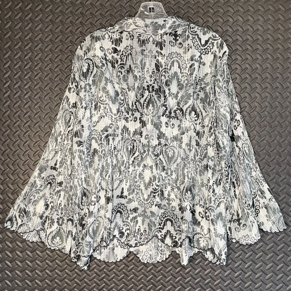 Blusa para mujer Laura Scott blanca negra con patrón de cachemira abotonada informal XL Foto 3 de 4