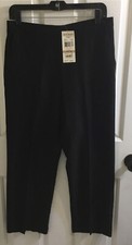 Alfred Dunner Dress Pants Womens size 12 Black Pull on 2 Pockets Career New