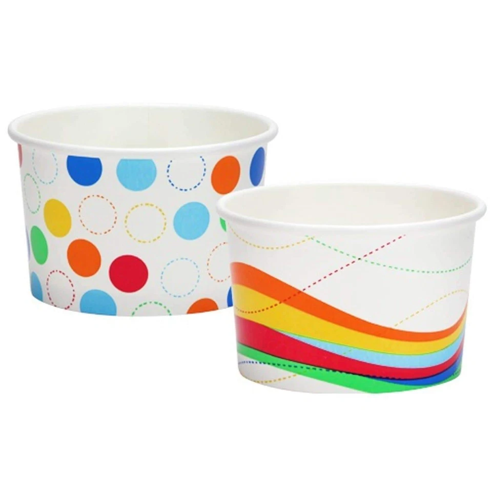 Tazas de papel para helados yogur congelado postre fiesta cuencos 8 OZ taza 20 tazas, 100 tazas Foto 2 de 2