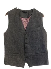 Ted Baker London Suit Vest Grey Size 4 Mini Design Waistcoat Mens