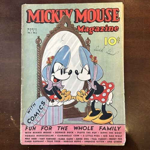 Mickey Mouse Magazine vol #2 #6 (1937) - 1st Solo Minnie Mouse Cover! - Picture 1 of 6