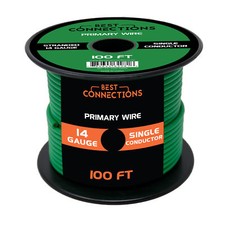 14 Gauge Car Audio Primary Wire 100ft  Green   Remote, Power/Ground Electrical