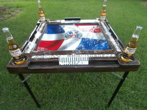 Domino Tables by Art with Dominican Republic Flag & Plain Cup Holders - Picture 7 of 12