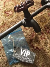 Metal Wall Hook Rack “VIP HOME & GARDEN” Rustic Triple Garden Faucet and Pipe