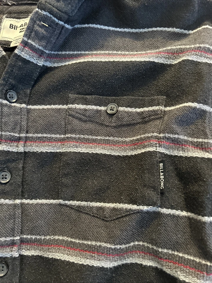 Bellabong Y2K Down western striped button-down long sleeve hoodie Large Blk Gry - Image 3 of 4