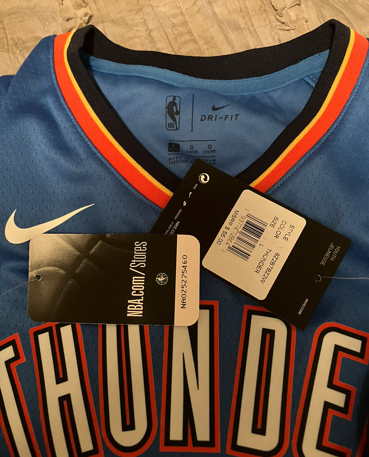 OKLAHOMA CITY THUNDER Basketball NIKE Swingman Youth LARGE Jersey NBA Blank NEW eBay