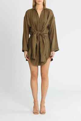 KITX Faithful Khaki Linen Mini Dress Size 8 AU Pre owned Casual Date Night party
