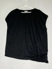 Max Studio Black Wear 2 ways Short Sleeve Shirt Top Side Knot Womens Size 1X