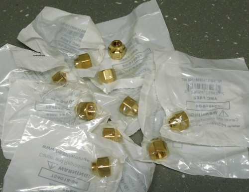 (10) Anderson Metals Brass 1/4" Short Forged Flare Nuts SAE 45 Deg Refrigerant