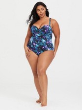 TORRID VIXEN SIZE 1X MERMAID SLIM FIX UNDERWIRE STRAPPY BACK ONE PIECE SWIMSUIT