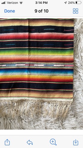 Antique Mexican Saltillo Serape Blanket/ Rug Hand Woven c. Late 1800s-early 1900 - Picture 9 of 12