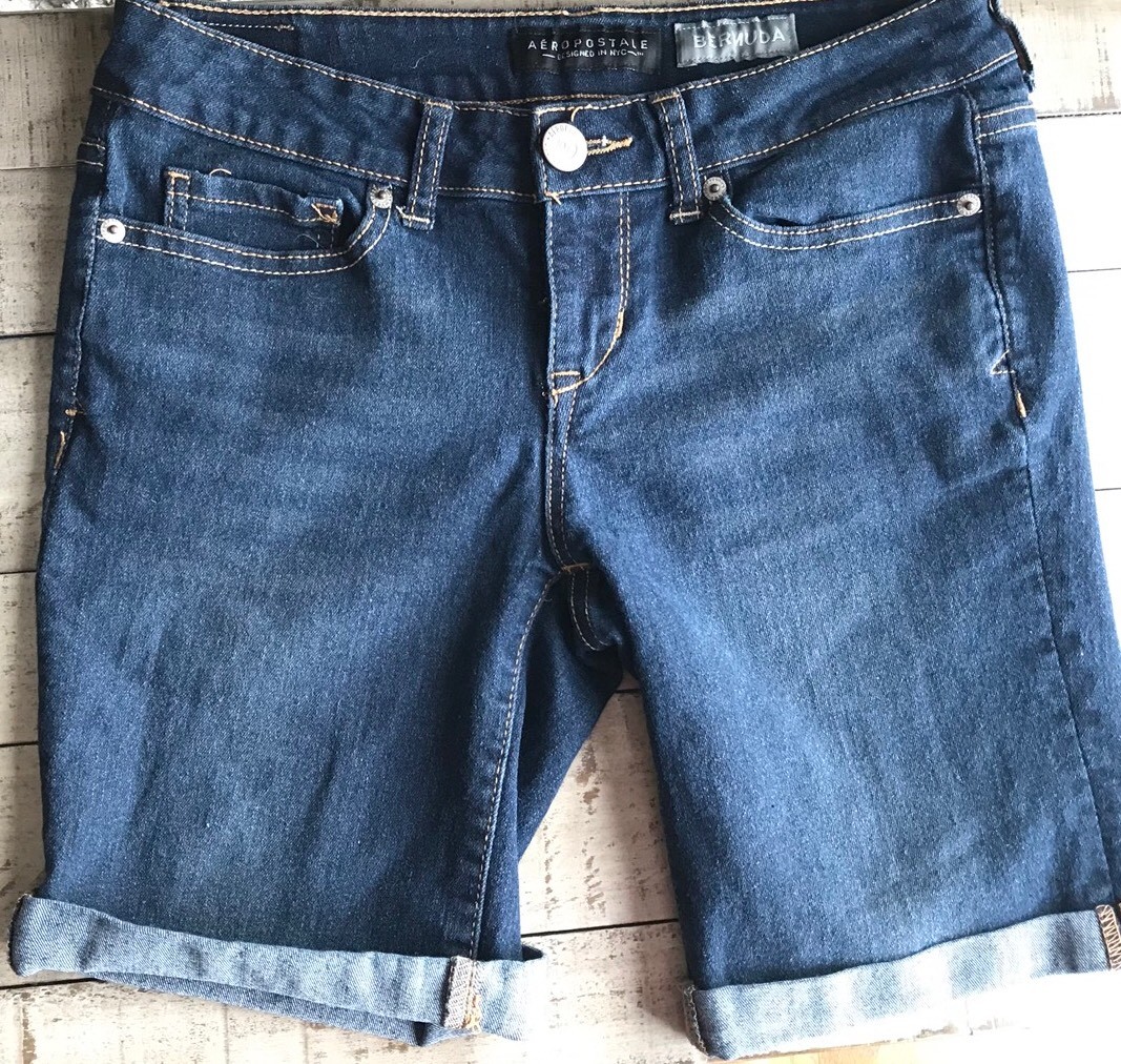 Aeropostale Bermuda Shorts Jeans Blue Rolled Up Tried and True