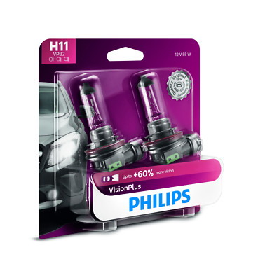  2x Philips H11 Upgrade Vision 12362 Halogen Headlight Light Bulb 55W Germany