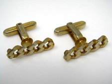 Vintage Cufflinks Jewelry: Gold Tone Chain Link Design 