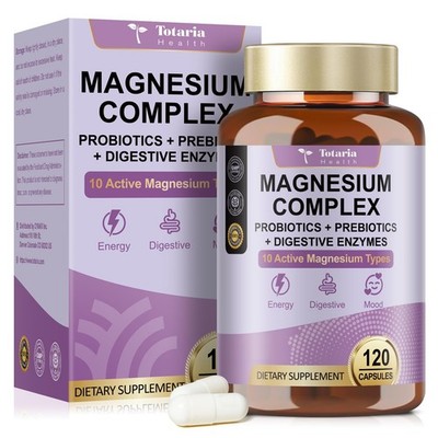 10-in-1 Magnesium Complex Supplement with Probiotics 120 Count (Pack of 1)
