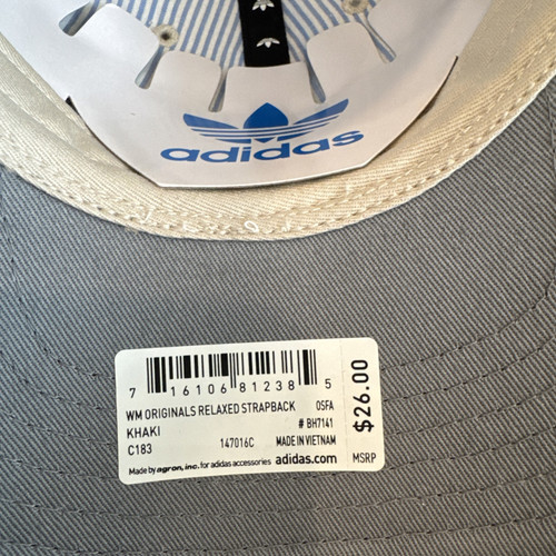 NWT Women's Adidas Originals Relaxed StrapBack Trefoil Athletic Hat Khaki - Picture 7 of 8