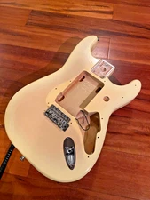 Genuine Fender Strat Antique White Deluxe Stratocaster Alder Body w/ Bridge Hdw