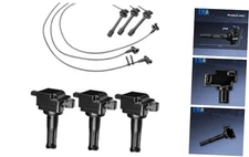 Set of 3 Ignition Coil Pack and Wire 3 Black Ignition Coil Pack and Wire Set