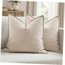 Euro Sham Pillow Covers for Bed 26x26, 2 26" x 26" Pack of 2 Natural Linen