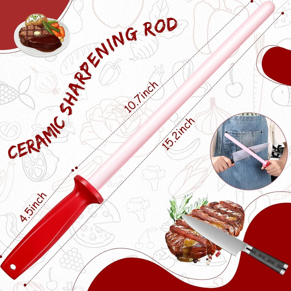 Ceramic Sharpening Rod, Lightweight Durable 11 Inch Honing Rod with... - Image 2 of 4