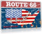 Route 66 US Flag Man Cave Tin Metal Signs Vintage Aluminium Metal Sign Highway R