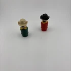 Lot of 2 Vintage Fisher-Price Little People Western Cowboy Figure 1 Red, 1 Green