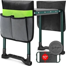 Garden Kneeler and Seat, Heavy Duty Foldable 10-inch Wide Stool with 2 Tool Bags