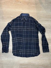 Burberry London Men s Nova Check Button Down Shirt Black Gray Plaid Size M