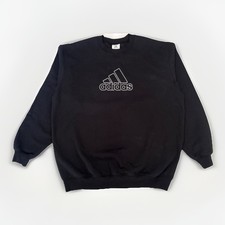 Vintage 1990s Adidas Embroidered Logo Black Crewneck Sweatshirt L New w/ Tags