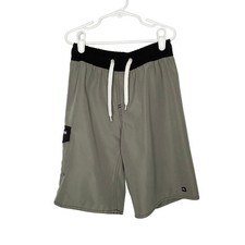 Quicksilver Gray Black Swim Suit Trunks Boys Small