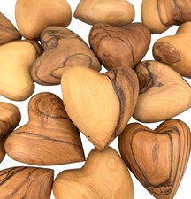 Handmade Wooden Hearts, Set of Five Olive Wood Carved Hearts from the Holy La...
