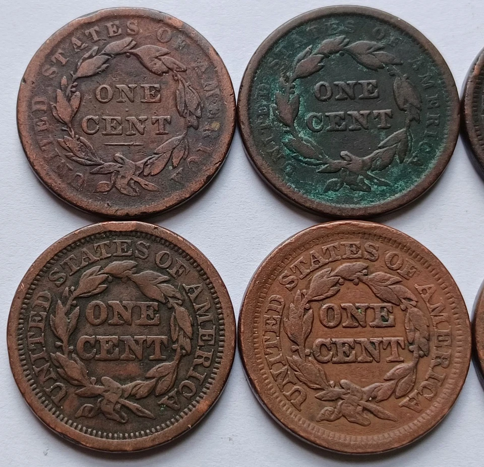 Lot of 6 Coronet & Braided Hair Large Cents 1839/43/46/51/53/55 - Image 4 of 4