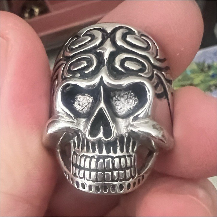 Silver Skull Biker Ring Skeleton Theme Fashion Je… - image 1