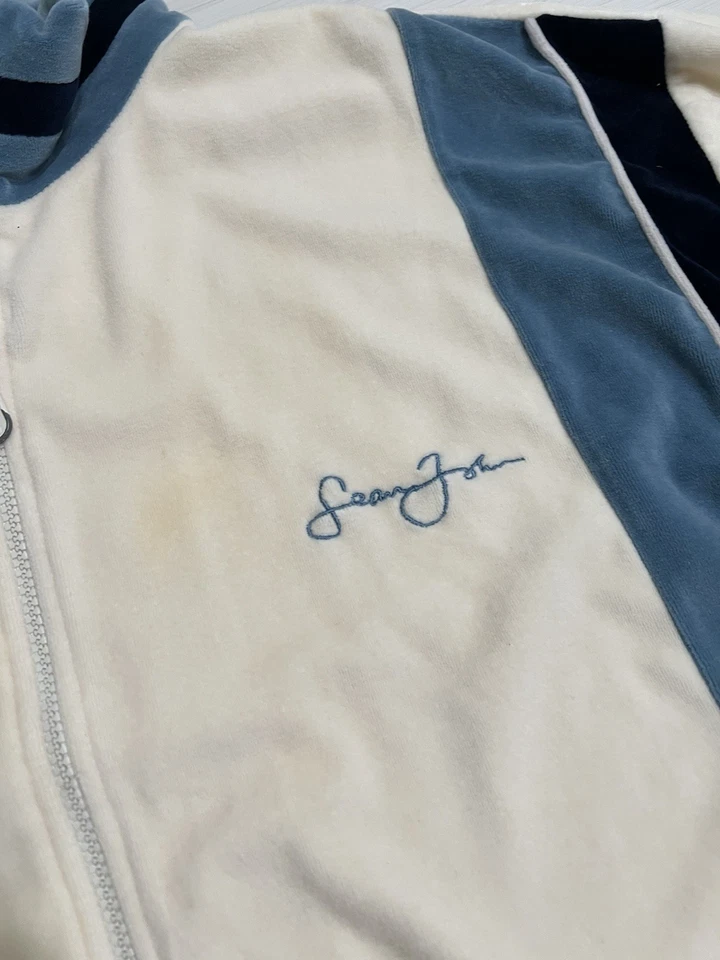 Винтажный Sean John бархат костюм редкая кремовый и синий Colorway комплект размер 2XL - Изображение 3 из 4