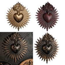 Sacred Hearts Wall Plaque Gothic Statue Decor Resin Art Home Catholic Figurine