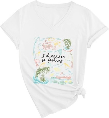 Funny Vintage Fishing Shirt - I'd Rather Be Fishing Graphic Tee for Outdoor Love