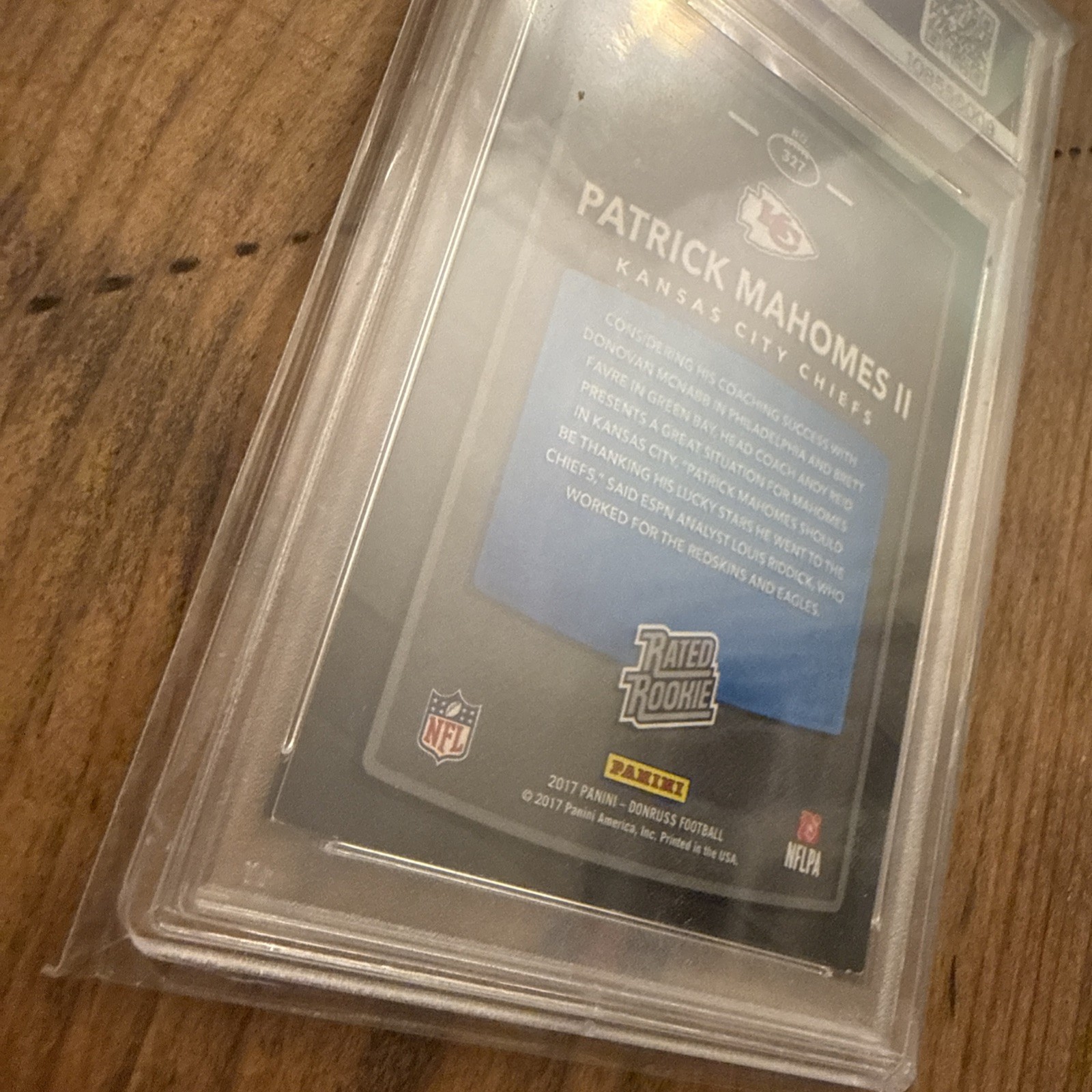 2017 Panini Donruss #327 Patrick Mahomes II Rated Rookie PSA 6 view 3