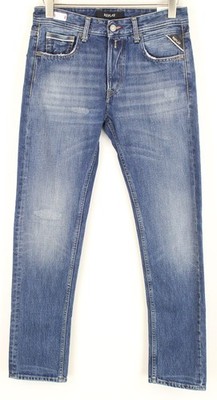 Replay Grover Men's Jeans W29/L32 Straight Fit 5-Pocket Blue Pure Cotton