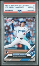 TOPPS NOW LOS ANGELES DODGERS WORLD SERIES CHAMPIONS YOSHINOBU YAMAMOTO PSA 10